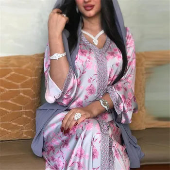 Abaya Dubai Caftan Femeile Musulmane Hijab Rochie De Flori Print Caftan Marocan Rochie Haine Islamice Ramadan Indian Vestidos Eid Halat