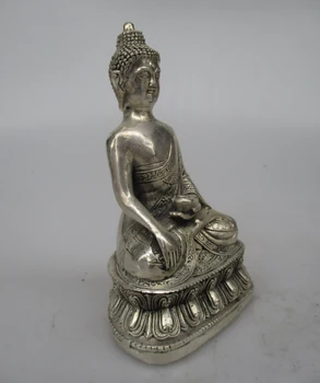 Antic antichități Colectie Decorate Vechi Manopera Tibet Argint Sculptate Medicina Buddha Statuie/ Sculptura