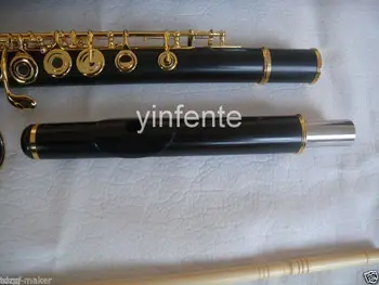Noi flaut 17 gaura Deschis Placat cu Aur Cheie E cheie de Înaltă calitate, lemn de abanos #7
