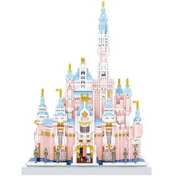 YZ079 City Taramul fermecat Creative Clădire din Cărămidă Micro Diamant Bloc Faimosul Mini Roz Castel de Basm Model de Jucărie